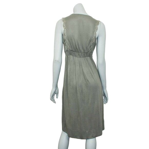 SANDRO V-neck Empire Dress Sleeveless Pale Green Size 3 - Picture 4 of 9